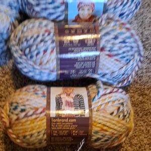 Lion Brand Multicolor Tweed Yarn - Cream & Yellow